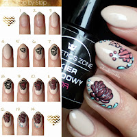  Tutorial - Manicure hybrydowy Cosmetics Zone PST 1 Malaga + strukturalne kwiaty