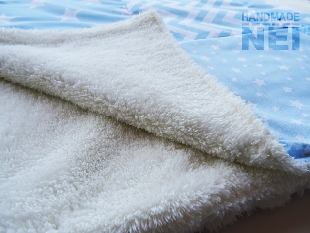 Handmade Nel: Пачуърк одеяло с полар за бебе "Синьо"