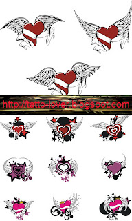 Color Vector & Font Type Tattoo with Hearts