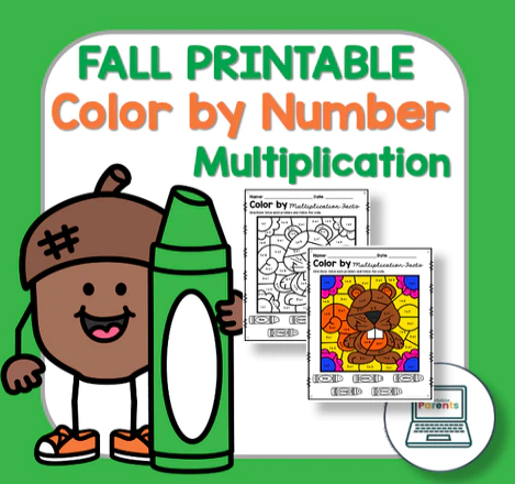 Multiplication color by number for fall