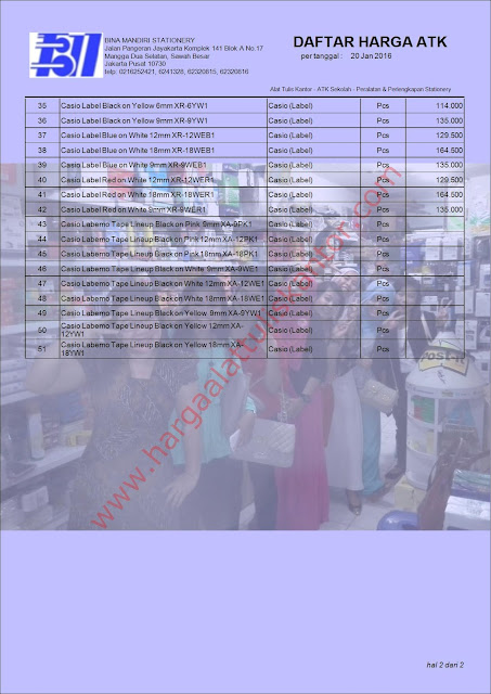 Daftar Harga ATK Murah 2016 Perlengkapan kantor EZ Label Casio www.hargaalattuliskantor.com