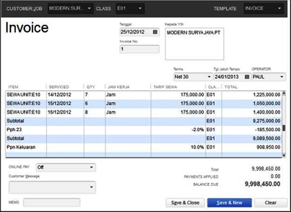 Manual QuickBooks Accounting Sistem untuk Rental Alat 