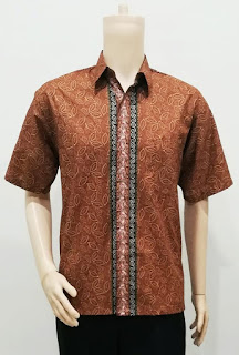 Model Kemeja Batik Pria Lengan Pendek Daun Kecil