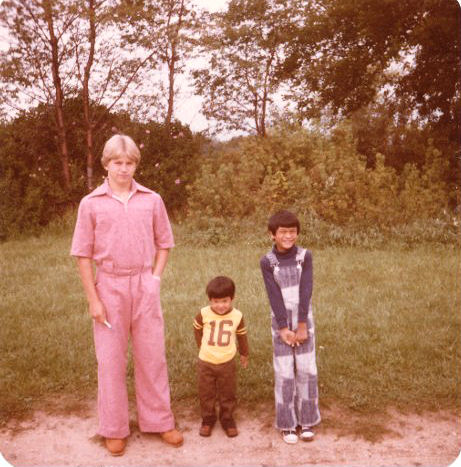 three boys, first day of school