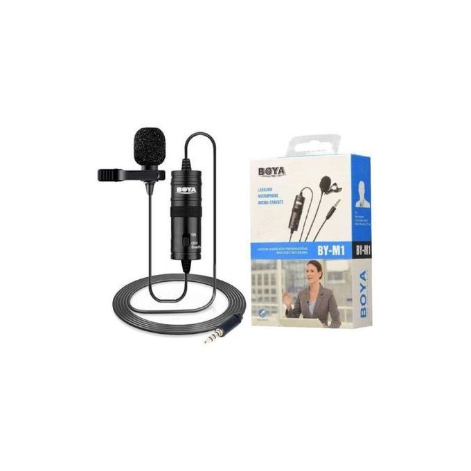 Boya BY-M1 3.5mm Lavalier Clip Microphone For Smartphones & DSLR Cameras - Black