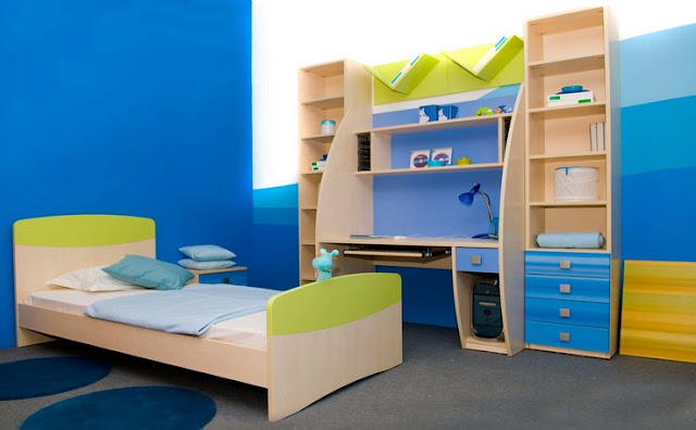 Kamar Tidur Anak Perempuan Minimalis Warna Biru