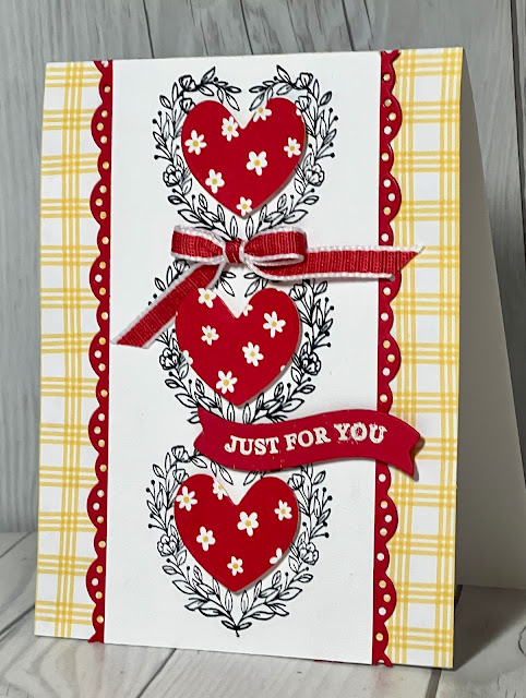 Heart-themed Valentine Card using Adoring Hearts Stamp Set and Dies from Stampin' Up!