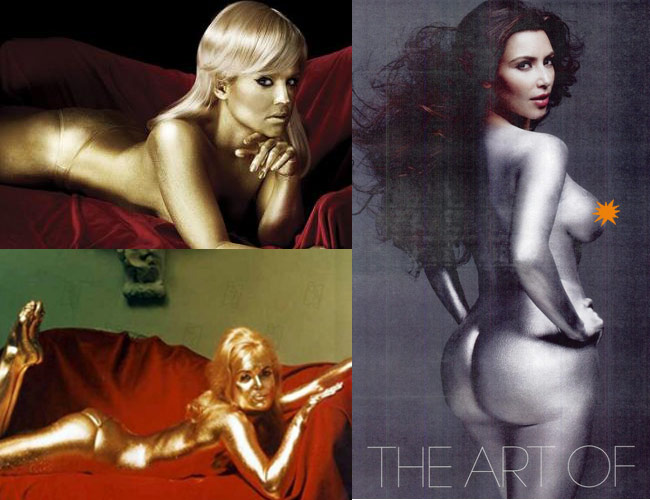 kim kardashian silver paint cover shoot. kim kardashian silver paint w