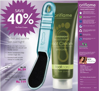 Oriflame India November Catalogue, Overnight Moisturising foot cream, foot file