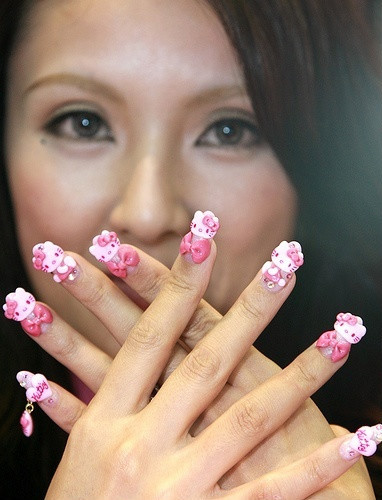 hello kitty nails art Designs