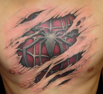 Chest Spider 3D Tattoo Design