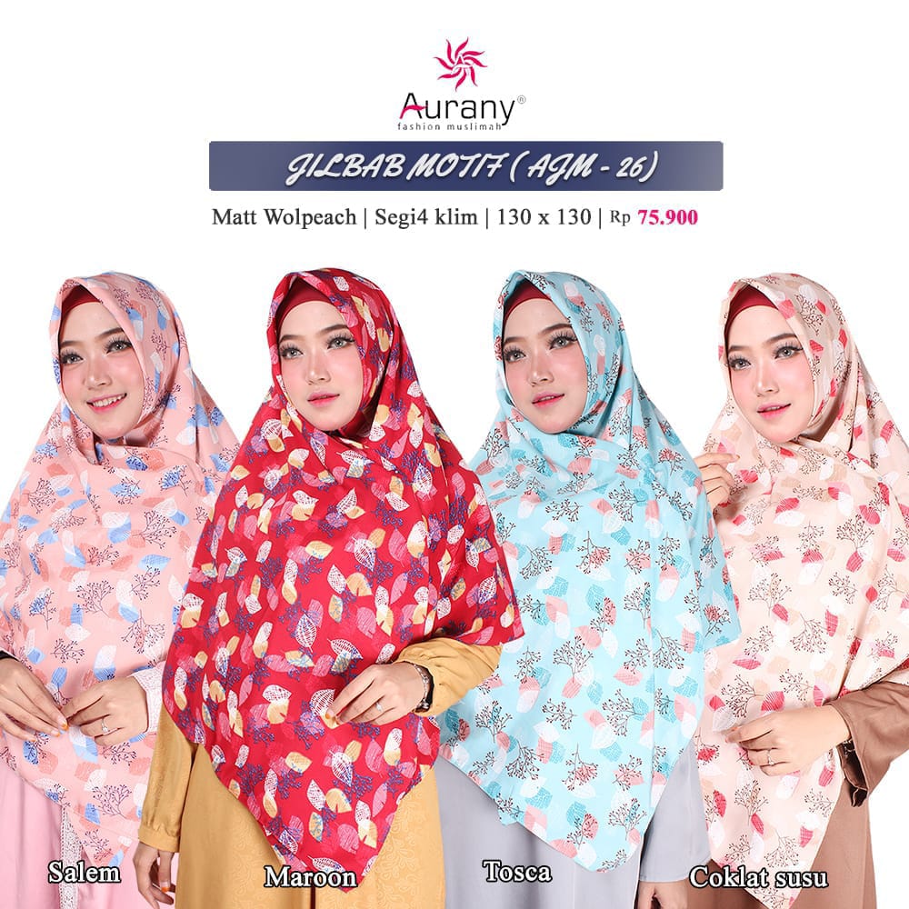 KOLEKSI TERBARU JILBAB SEGI EMPAT MOTIF AURANY AJM