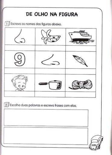 Atividades de Português - 1º ano - Para imprimir - De olho na figura