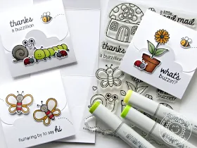 Sunny Studio Stamps: Backyard Bugs Lunchbox Notes by Emily Leiphart using Crescent Tag Topper Dies with Video Tutorial.
