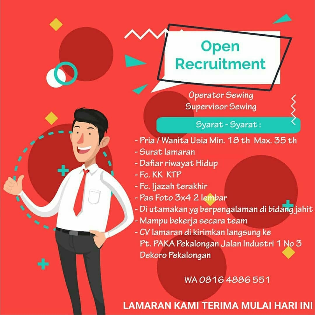 Lowongan Kerja Sebagai Operator Sewing Supervisor Sewing Di Pt Paka Pekalongan Bursa Lowongan Kerja
