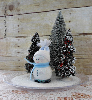 Vintage Paint and more... a cute little diy snowman made from wood craft balls 