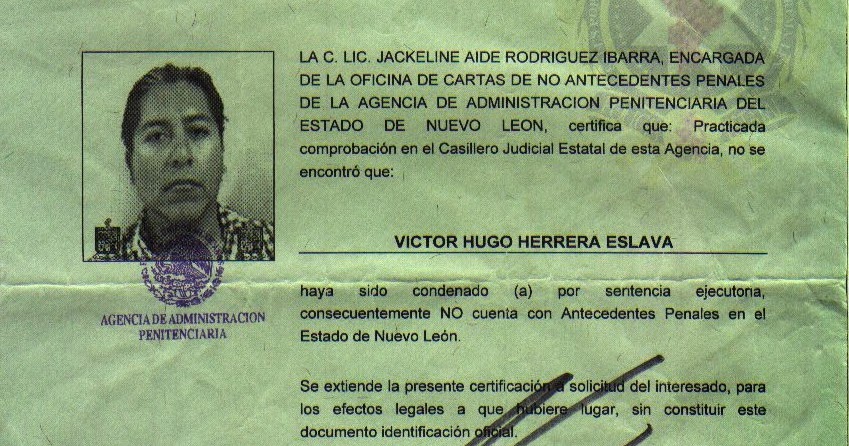 Carta De No Antecedentes Penales Monterrey - x Carta De