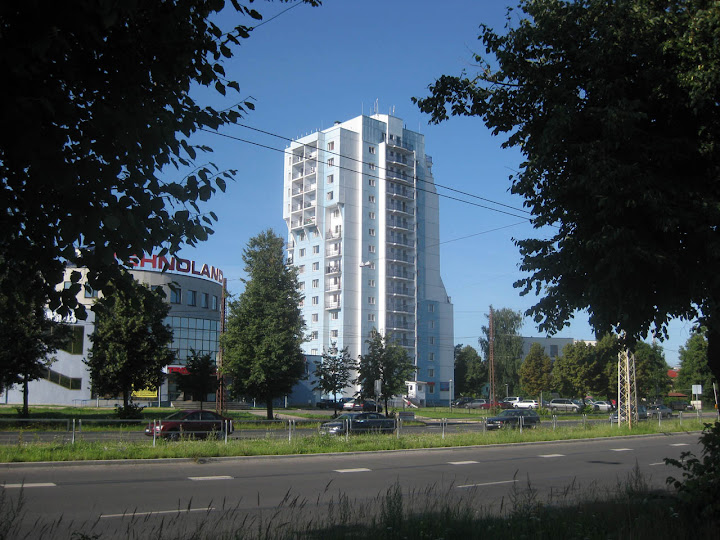 Blue modern building in Purvicems