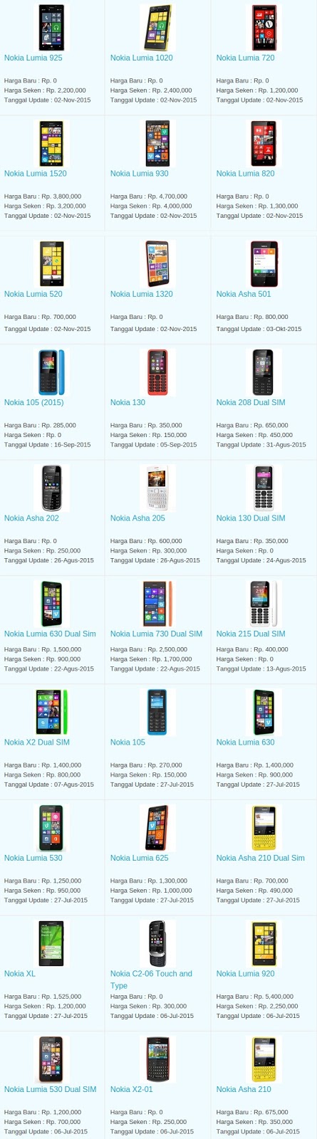 Daftar Harga Hp Nokia Februari 2016