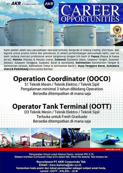 Lowongan Kerja Operation Coordinator PT AKR Corporindo Tbk 