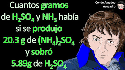 (Química-Chang13-problema-3.84) El amoniaco y el ácido sulfúrico reaccionan para formar sulfato de amonio. a) Escriba una ecuación para la reacción. b) Determine la masa inicial (en g) de cada reactivo si se producen 20.3 g de sulfato de amonio y quedan sin reaccionar 5.89 g de ácido sulfúrico.