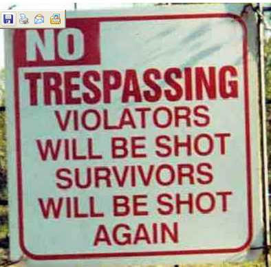 Trespassers Will Be Violated. Bloggers: quot;NO TRESPASSINGquot;