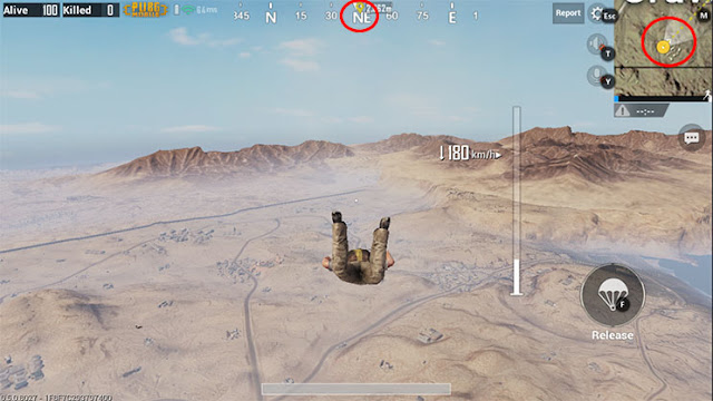 Terjun ke penanda Cara Mendarat PUBG Mobile