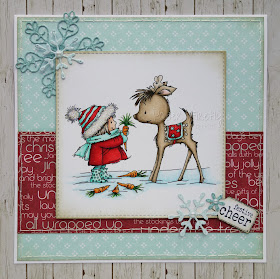 Christmas card using Happy Reindeer digistamp from Lili of the Valley