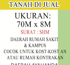 SOLD / TERJUAL : dijual tanah di medan petisah daerah jl ayahanda dekat kampus rumah sakit  <del>SOLD / TERJUAL</del> <price>SOLD / TERJUAL</price> <code>SOLD / TERJUAL - MH-HOT3</code>