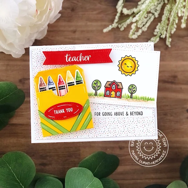 Sunny Studio Stamps: Color My World Gift Card Pocket Dies Teacher Appreciation Teacher Thank You Card by Mayra Duran-Hernandez