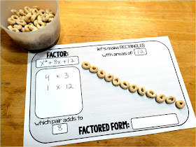 introduce quadratic factoring with a hands-on activity