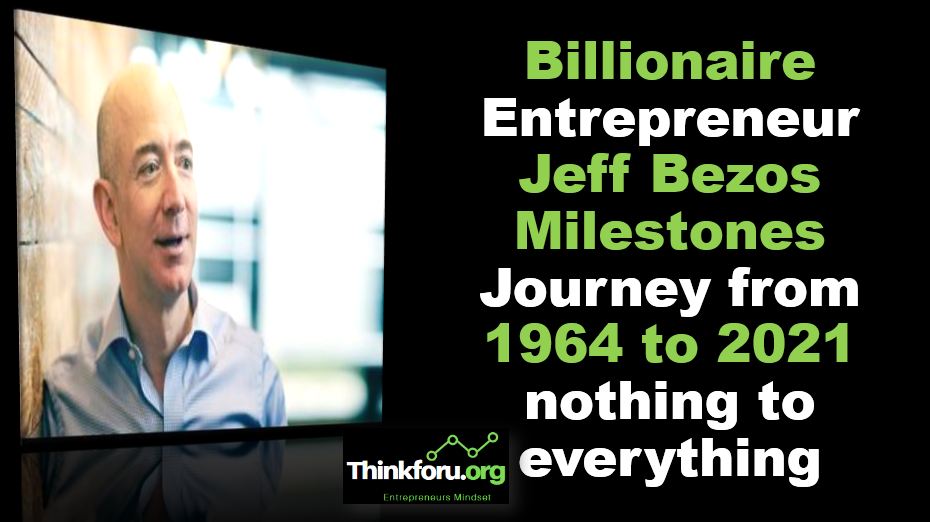 Cover Image of Billionaire Entrepreneurs Jeff Bezos Milestones Journey  from 1964 to 2021 nothing to everything