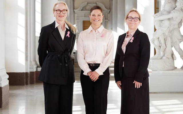 Crown Princess Victoria wore a Jill light pink silk blouse by VesnaW. Ulrika Arehed Kagstrom and Malin Sund