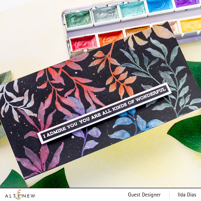 Metallic Leaf Clusters Stamp Set | Slimline Cards Altenew 6th Anniversary Blog Hop Day 3 + Giveaway 