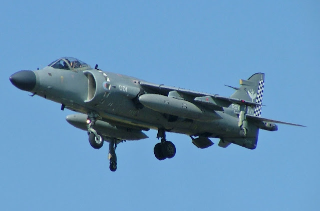 A British Royal Navy BAe Sea Harrier FA.2 of 801 Naval Air Squadron at the 2005 Royal International Air Tattoo