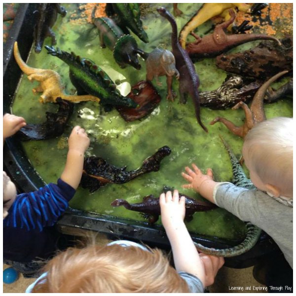 Learning and Exploring Through Play: Dinosaur Sensory Swamp Tuff Tray