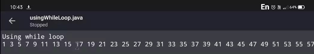 print all odd numbers between 1 and 100 using while loop