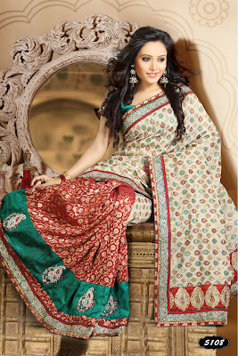 white and red colour saree