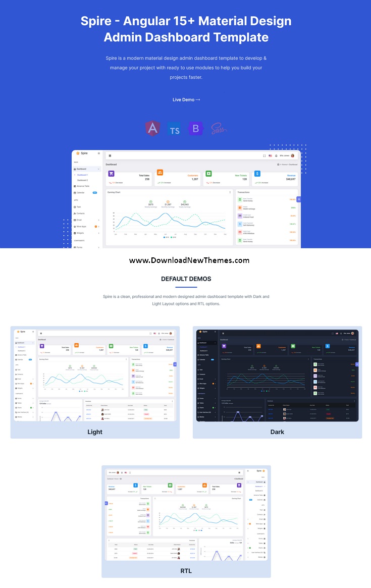 Spire - Angular 15+ Material Design Admin Dashboard Template Review