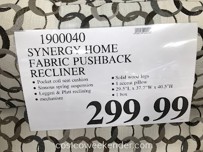 Deal for the Synergy Fabric Pushback Recliner at Costco