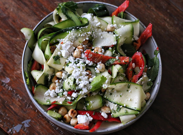  Shaved Zucchini Salad with Cilantro Mint Vinaigrette