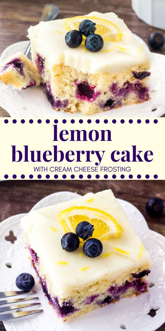 This lemon blueberry cake starts with a moist & tender lemon cake that's dotted with juicy blueberries. Then it's topped with cream cheese frosting that has just a hint of lemon.