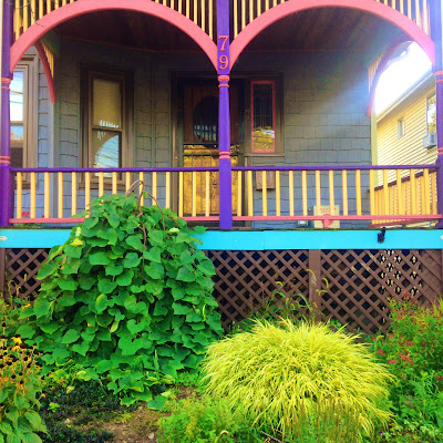 A colorful porch in Boston's Roslindale neighborhood