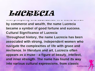 ▷ meaning of the name LUCRECIA (✔)