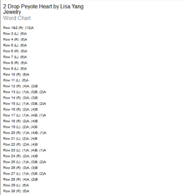 free peyote heart ring instructions word chart by Lisa Yang Jewelry