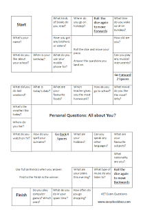 This game is for students to practice the first part of the speaking exam in the KEY KET Cambridge Exam