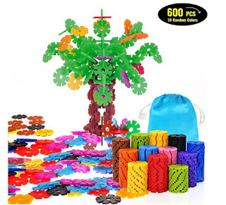 Geekper 600Pcs Building Blocks Set Early Education Toys with Storage Bag Plastic Building Discs STEM Toy for Kids Party Festival Gifts