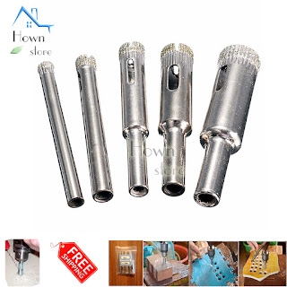 Diamond Hole Saw Drill Bit Set 5-12mm Glass Marble Cutter Round Craft Bottle Cut   5pcs diamond hole saw drill bit set 5, 6, 8, 10, 12mm for tile ceramic glass porcelain marble. These diamond dits are capable of drilling into extremely hard materials such as stone and glass. Great for home, hobby, craft, and DIY construction.