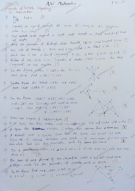 Class 7 Math Property of Triangle, Concurrency, Mensuration, Solid  FM 30