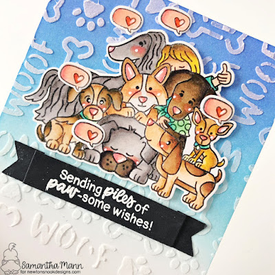 Pile of Puppies Card by Samantha Mann for Newton's Nook Designs, Distress Inks, Ink Blending, Card Making, handmade cards, stencil #newtonsnook #distressinks #cardmaking #handmadecards